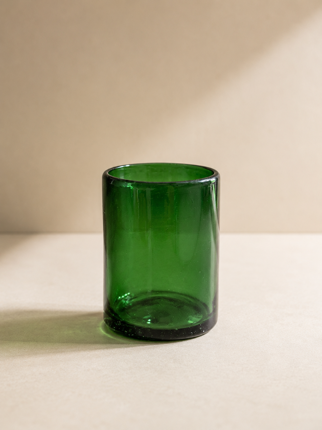 VASO VERDE VIDRIO SOPLADO