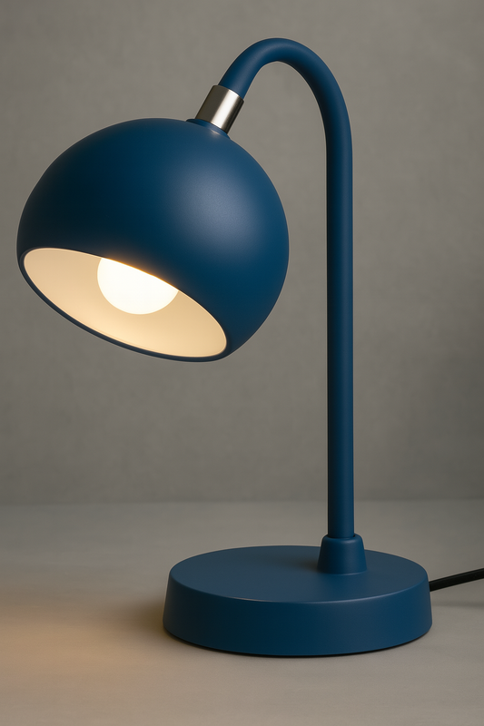 LÁMPARA DE BURÓ AZUL ACERO